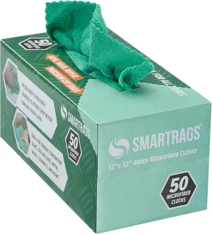 Arkwright Smart Rags in Box - (Pack of 50) Lint Free Microfiber Cleaning Cloth, Scratch & Streak-Free, Dispensable Wash Towels for Cars, Window Glass, and Auto Shop, 12 x 12 in, Green