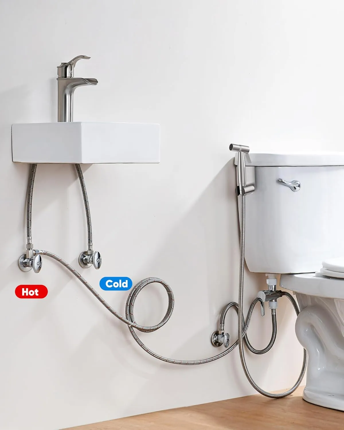 Arofa Hot and Cold Handheld Bidet Sprayer for Toilet, Warm Water Bidet with Adjustable Pressure, Non-Electric Temperature Control for Feminine Wash