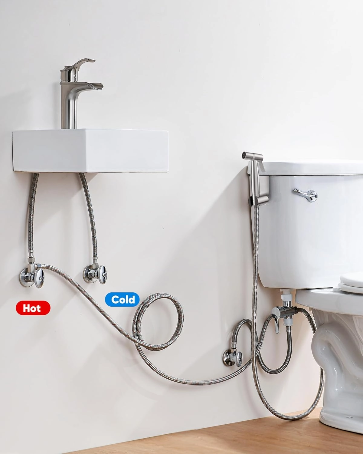 Arofa Hot and Cold Handheld Bidet Sprayer for Toilet, Warm Water Bidet with Adjustable Pressure, Non-Electric Temperature Control for Feminine Wash