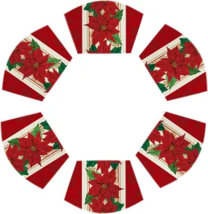 Artoid Mode Christmas Poinsettia Wedge Shape Placemats for Round Table Set of 6, Winter Seasonal Kitchen Dining Table Decoration for Indoor Party Home