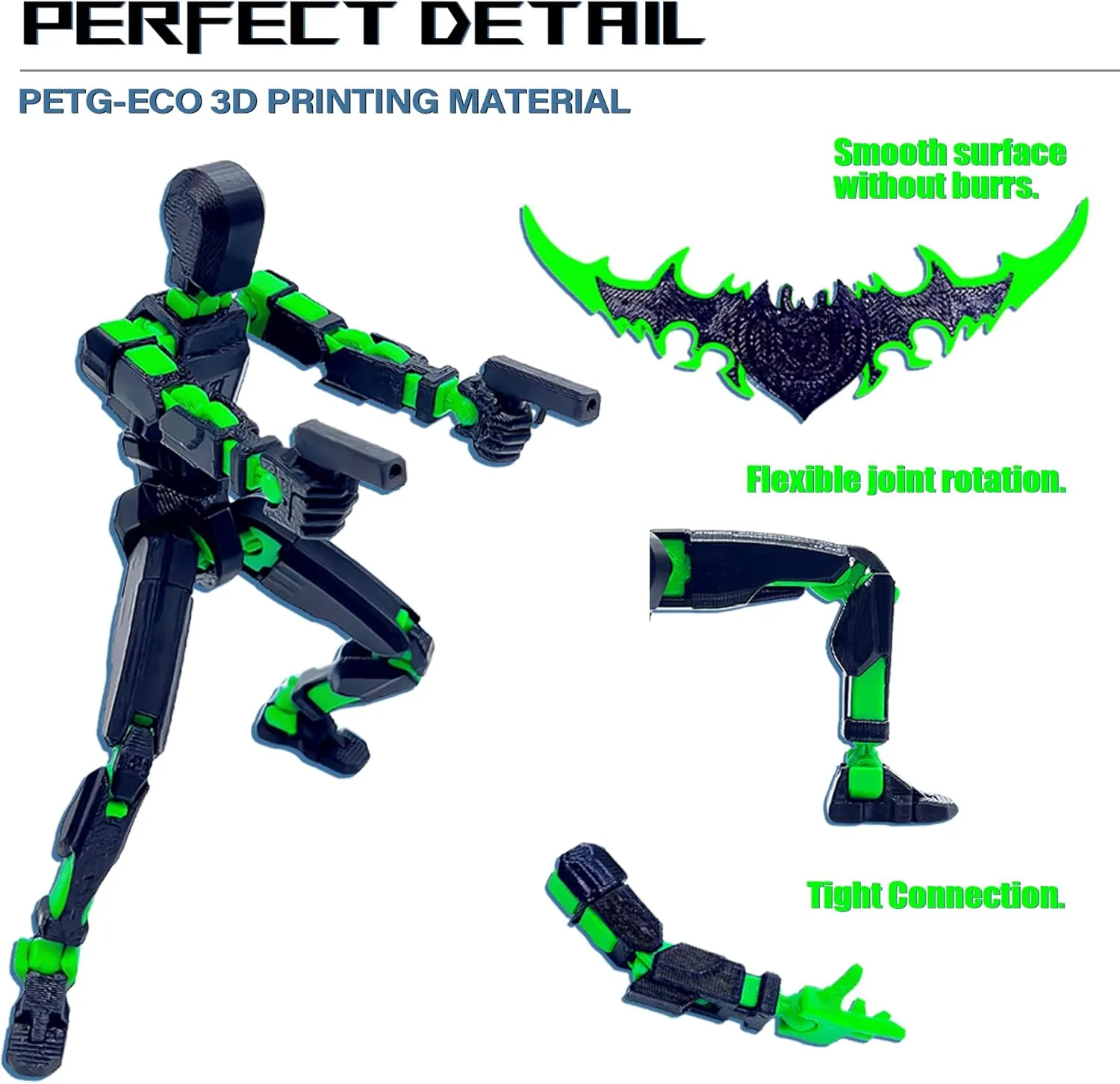 (Assembly Completed) T13 Action Figure Set, 3D Printed Toys Robo 13 Action Figure,Dummy 13 Titan 13 Action Figure (Black   Green)