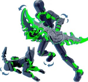 (Assembly Completed) T13 Action Figure Set, 3D Printed Toys Robo 13 Action Figure,Dummy 13 Titan 13 Action Figure (Black   Green)