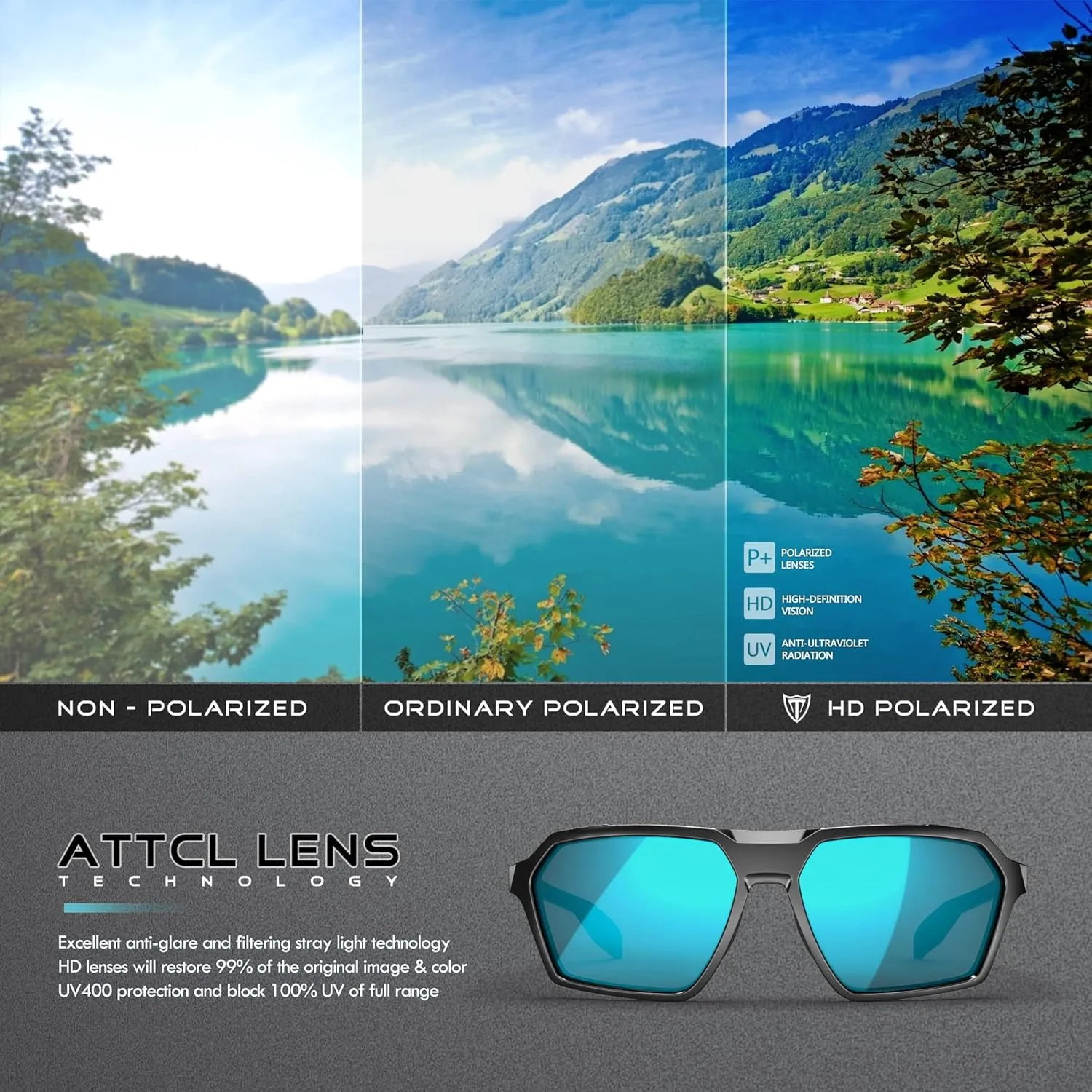 ATTCL Men's Polarized Sunglasses men Casual Sport glasses with UV Protection Hexagonal TR90 frame