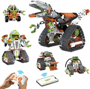 aukfa 5 in 1 STEM Robot Toys Building Kits, Dinosaur Toys for Boys Age 8-12, App & Remote Control Engineering Learning Educational Toys DIY Stem Projects for Kids Gifts for Boys & Girls(539 Blocks)
