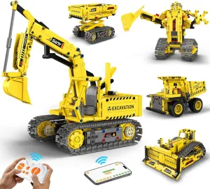 aukfa Excavator Robot Building Toys for Boys, STEM Projects for Kids Ages 8-12, Remote & APP Control Stem Kits Learning Educational Building Kit Dinosaur Robot Toy Gifts for Boys Girls (555 Pieces)
