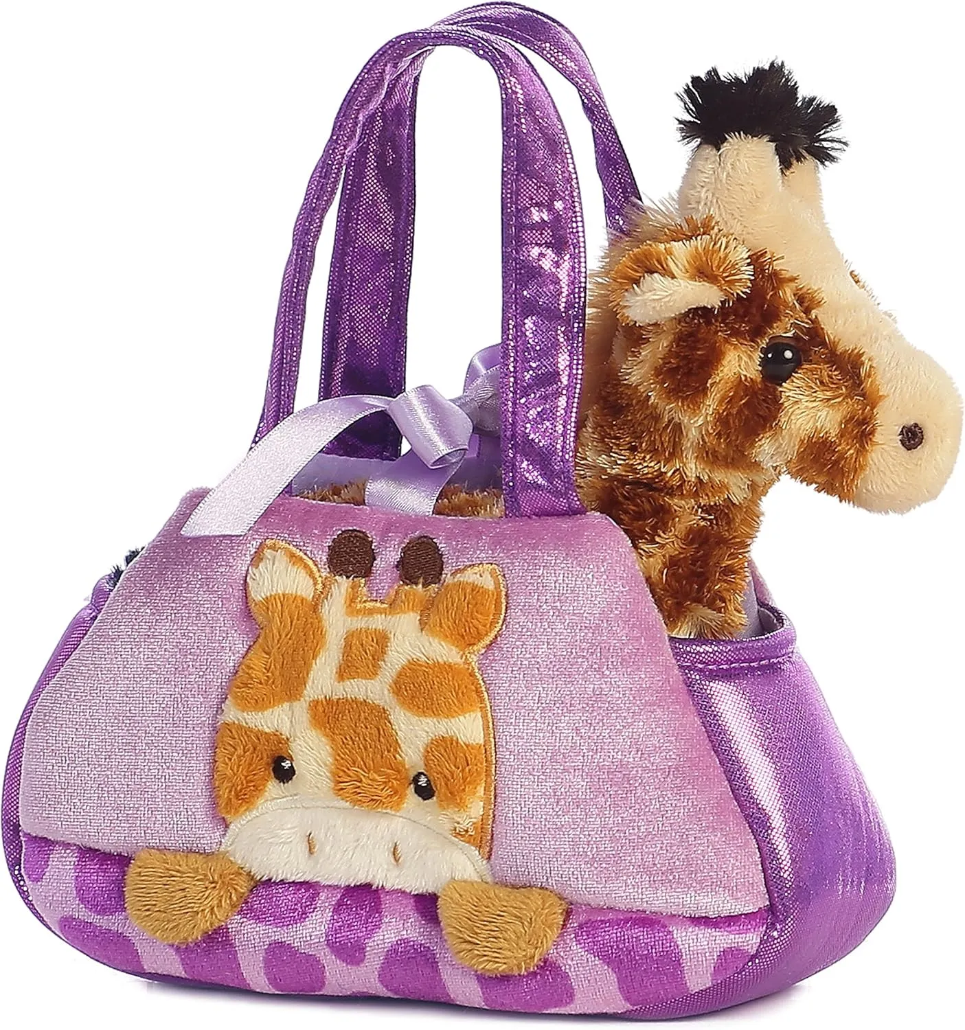 Aurora World Fancy Pals Peek-A-Boo Giraffe Pet Carrier Orange, 7 inches