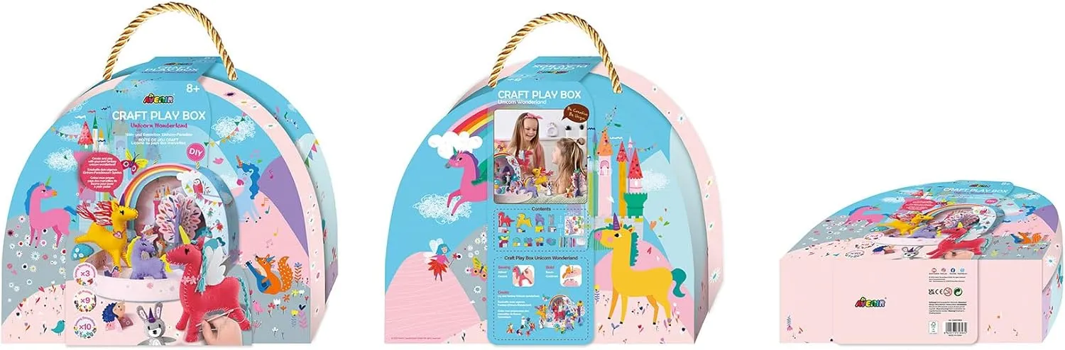 Avenir Unicorn Craft Kit for Ages 6  Kids Toddler Arts and Crafts Make 3 Standing Fabric Unicorn Figures, 17 3D Cartoon Puzzle Scene Decoration Toddler Wooden Craft Kit Supplies Gift
