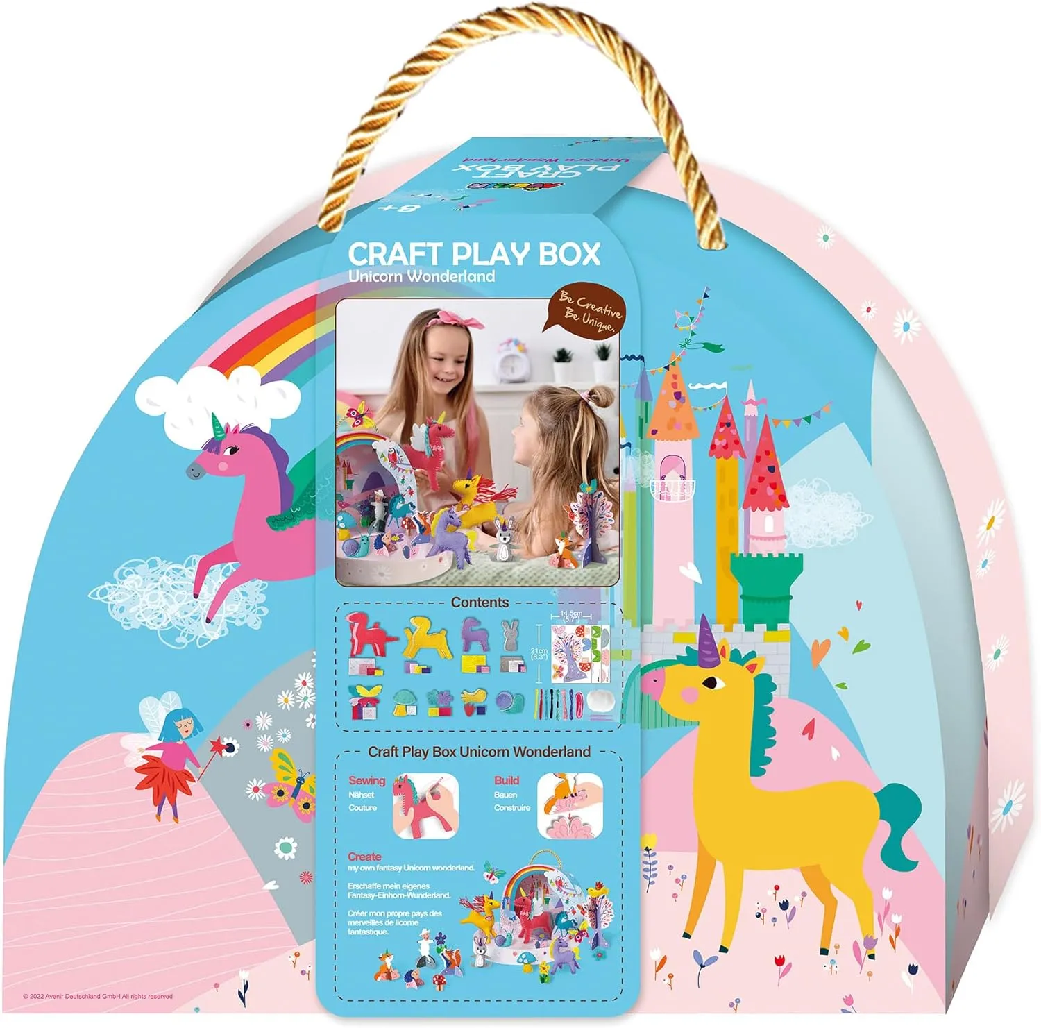 Avenir Unicorn Craft Kit for Ages 6  Kids Toddler Arts and Crafts Make 3 Standing Fabric Unicorn Figures, 17 3D Cartoon Puzzle Scene Decoration Toddler Wooden Craft Kit Supplies Gift