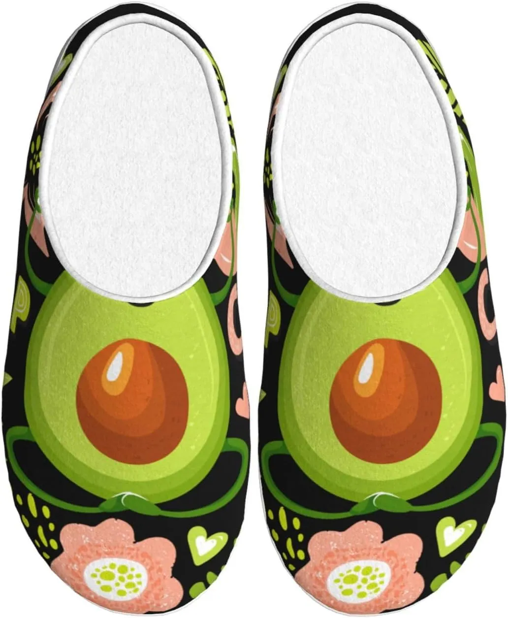 Avocado Keep Calm Men's Women's Memory Foam Slippers Comfort Flannel Closed Toe House Shoes Indoor Scuff