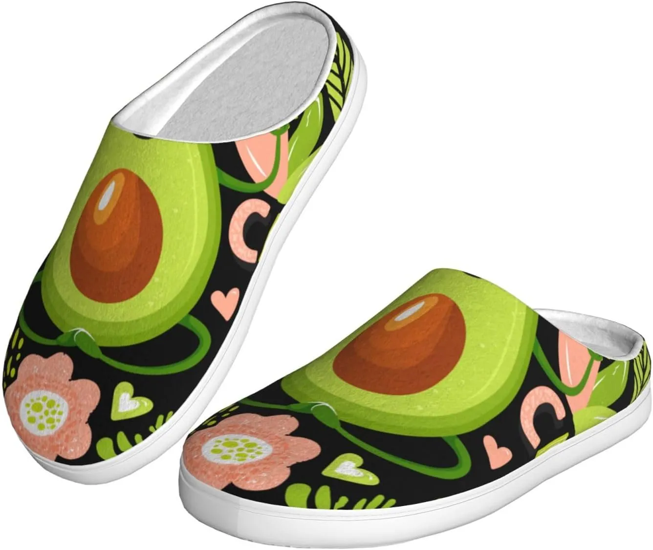 Avocado Keep Calm Men's Women's Memory Foam Slippers Comfort Flannel Closed Toe House Shoes Indoor Scuff