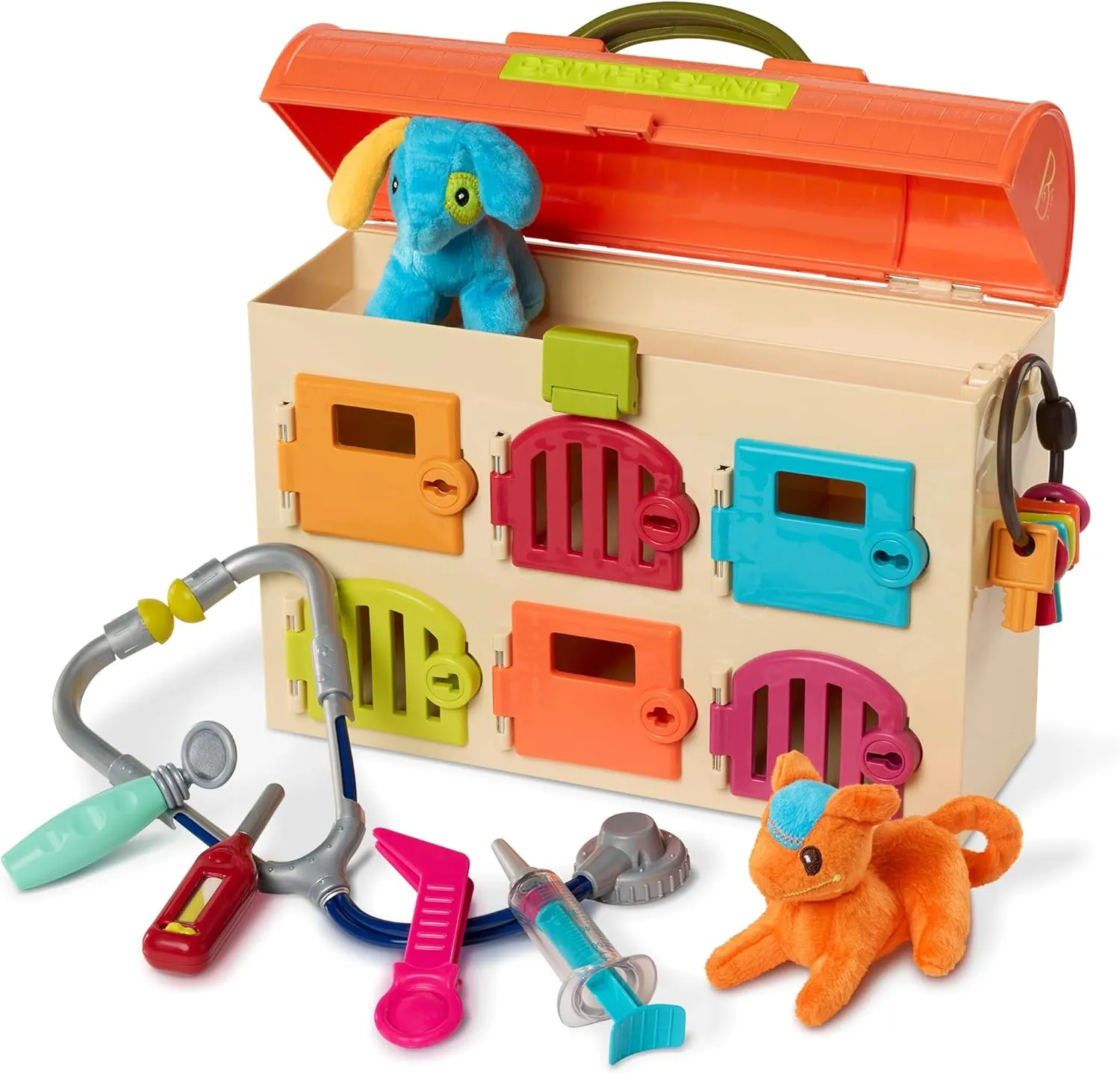 B. toys- Critter Clinic- Pretend Play Toy Vet Set For Toddlers, Kids – Pet Care Set- Tools, Plush Toys Vet Clinic – 2 Years  (14 Pieces)