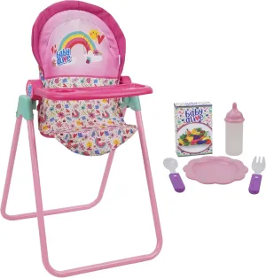 Baby Alive 509 Crew Doll High Chair Set - Pink & Rainbow - 6 Pieces, Fits Dolls Up to 24", Highchair w/Front Feeding Tray & 5 Feeding Accessories, Pretend Play for Kids Ages 3 