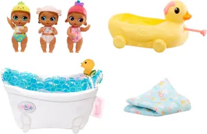 Baby Born Surprise Mini Babies Series 9 - Unwrap Surprise Twins or Triplets, Food & Activity-Themed Collectible Baby Dolls, Includes Soft Swaddle, Ducky Pull Toy, for Kids Ages 4 & Up