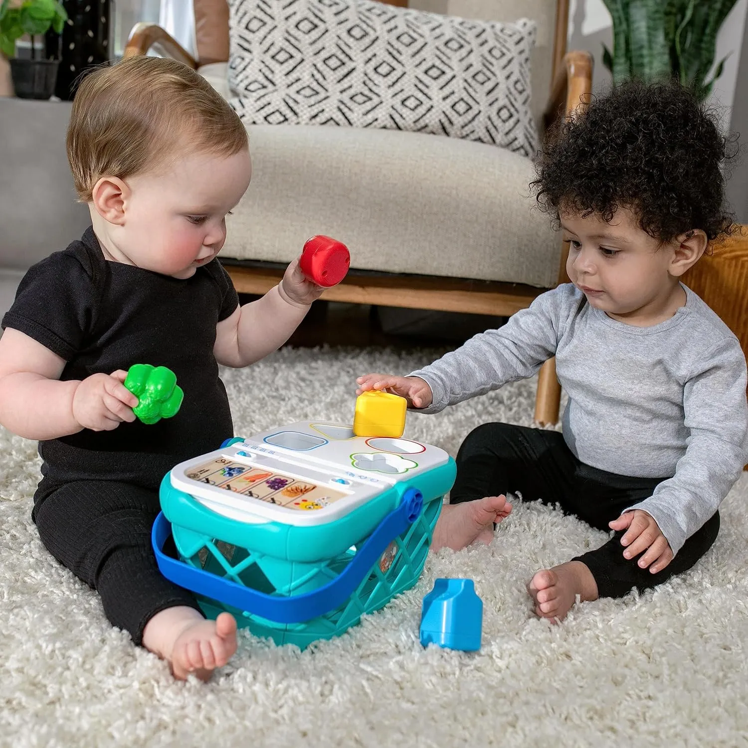 Baby Einstein   Hape Magic Touch Toy Shopping Basket for Kids, With Real Sounds and Music, Shape Sorter, Fine Motor Skill Development, Ages 1, 2, 3, 4 