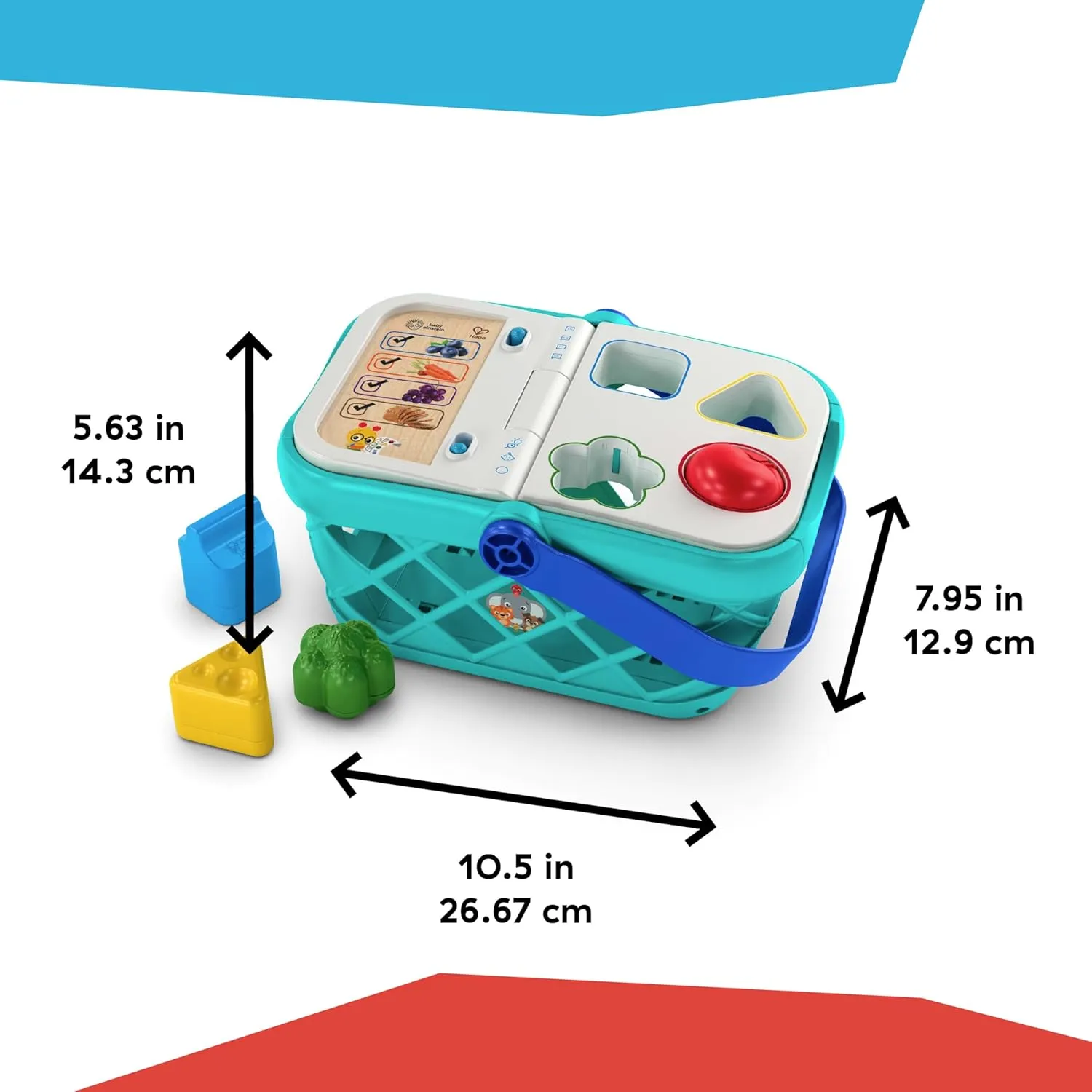 Baby Einstein   Hape Magic Touch Toy Shopping Basket for Kids, With Real Sounds and Music, Shape Sorter, Fine Motor Skill Development, Ages 1, 2, 3, 4 