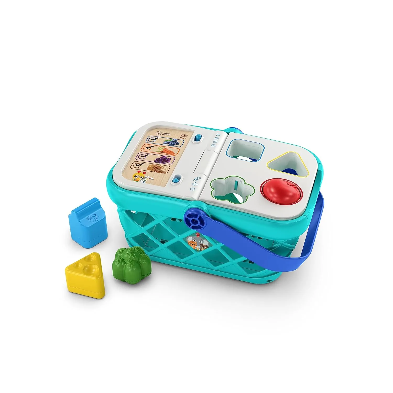 Baby Einstein   Hape Magic Touch Toy Shopping Basket for Kids, With Real Sounds and Music, Shape Sorter, Fine Motor Skill Development, Ages 1, 2, 3, 4 