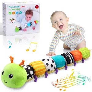Baby Toys 0-6 Months: Infant Musical Stuffed Animal Activity Soft Toys with Multi-Sensory Crinkle, Rattle & Textures, for Tummy Time Newborn 0 3 6 9 12 Months Boys & Girls Gifts, Caterpillar