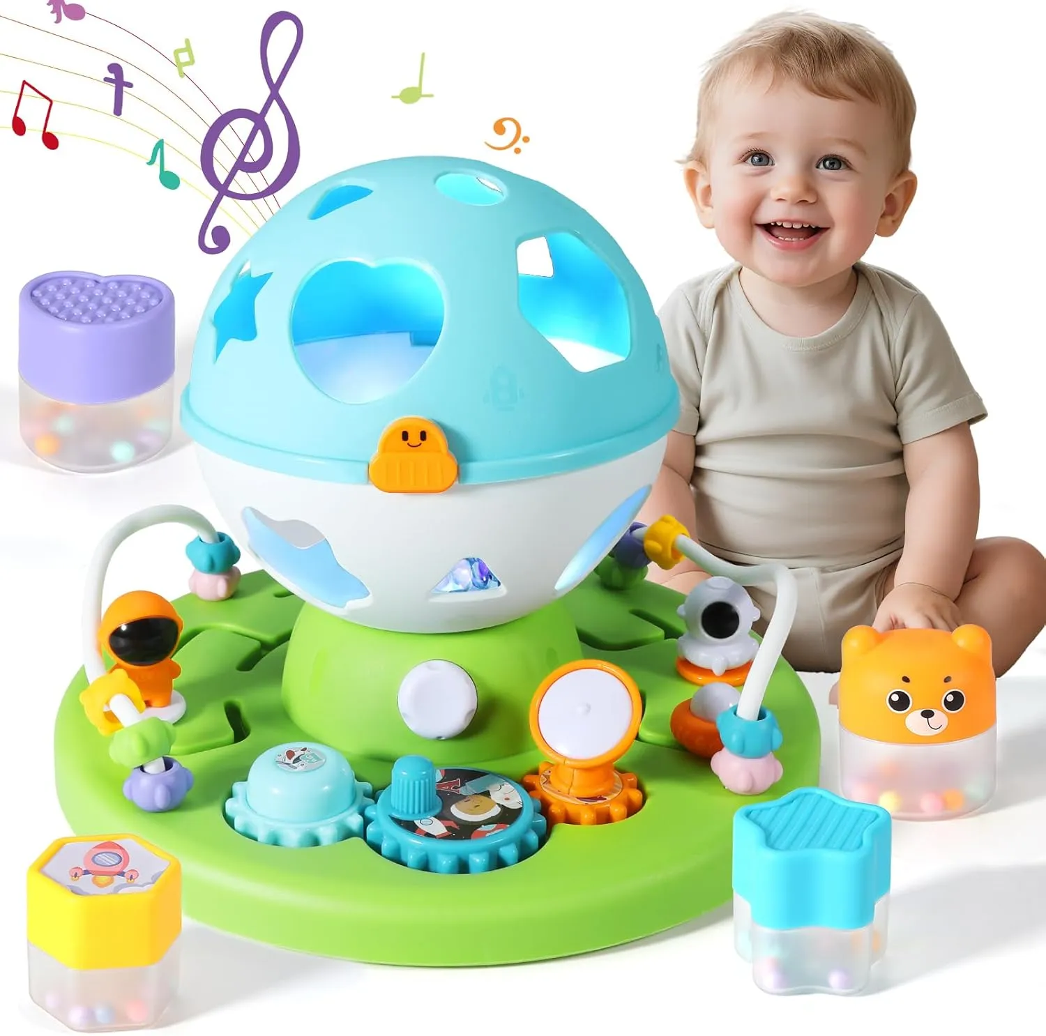 Baby Toys 18 Months, Light Up Toy with Music, Montessori Sensory Shape Sorter Toy for 1 Year Old Girls - Early Learning Toys Baby Birthday Gifts