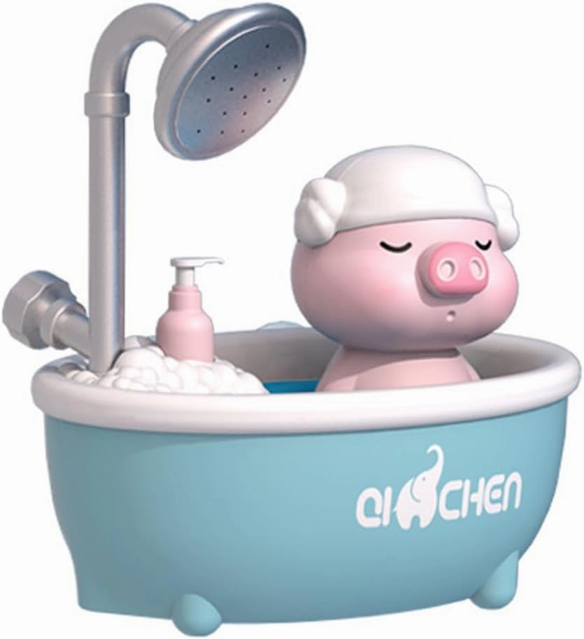 Baby Bath Shower Head with Spray Head and Faucet Sprayer,Pig Electric Bathtub Toy for Kids,Bathtub Fountain Swimming Toys,Toddler Water Toy with Easy to Grip Hand Shower, Newborn Boys Girl (Pink)