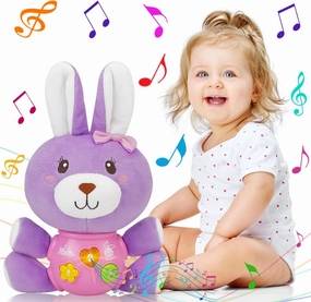 Baby Easter Gifts for Girls Boys: Easter Bunny Stuffed Animal Plush Baby Musical Toys Baby Easter Toys 6 to 12 Months Baby Toys 0-6 Months Baby Girl Gifts Infant Toys 6-12 Months Easter Decorations