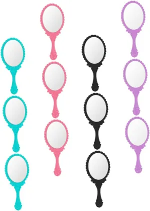 balacoo Hand Makeup Mirror 3D Portable Mirror Plastic Handle Square Lighted Makeup Tool