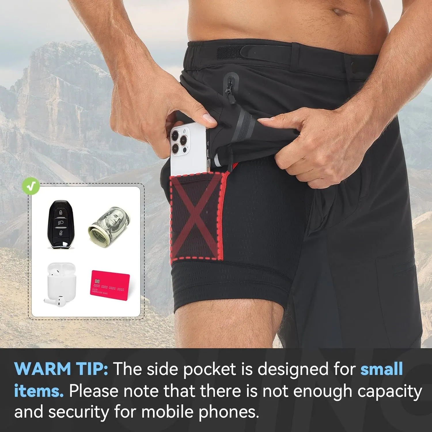baleaf Men's Cycling Underwear 4D Padded Bike Shorts Pocket Mountain Bike Liner Bicycle Gear