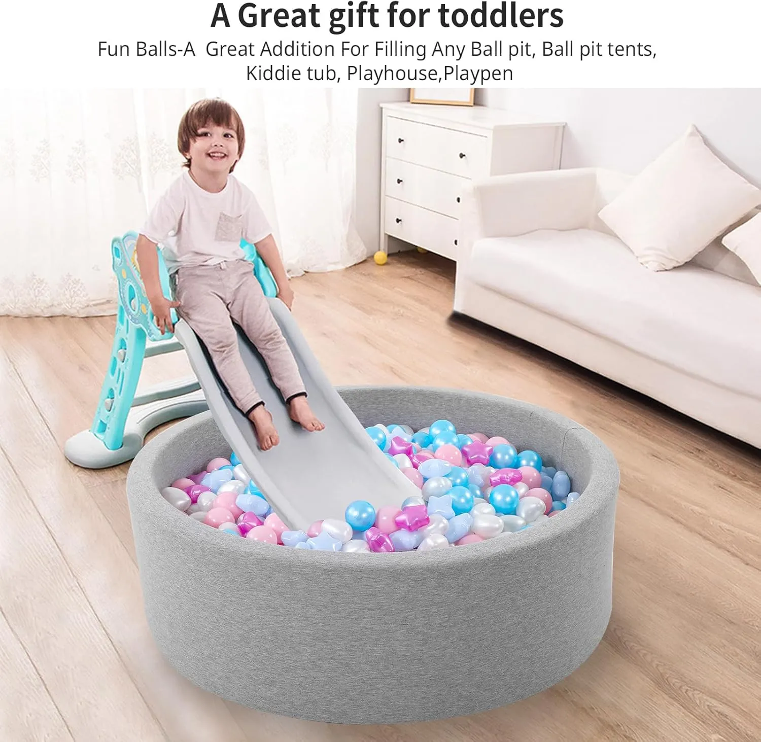 Ball Pit Balls 100 200 500 1000 Plastic Balls for Toddlers Phthalate Free BPA Free Crush Proof Balls in Reusable Play Toys for Kids with Storage Bag Indoor Outdoor