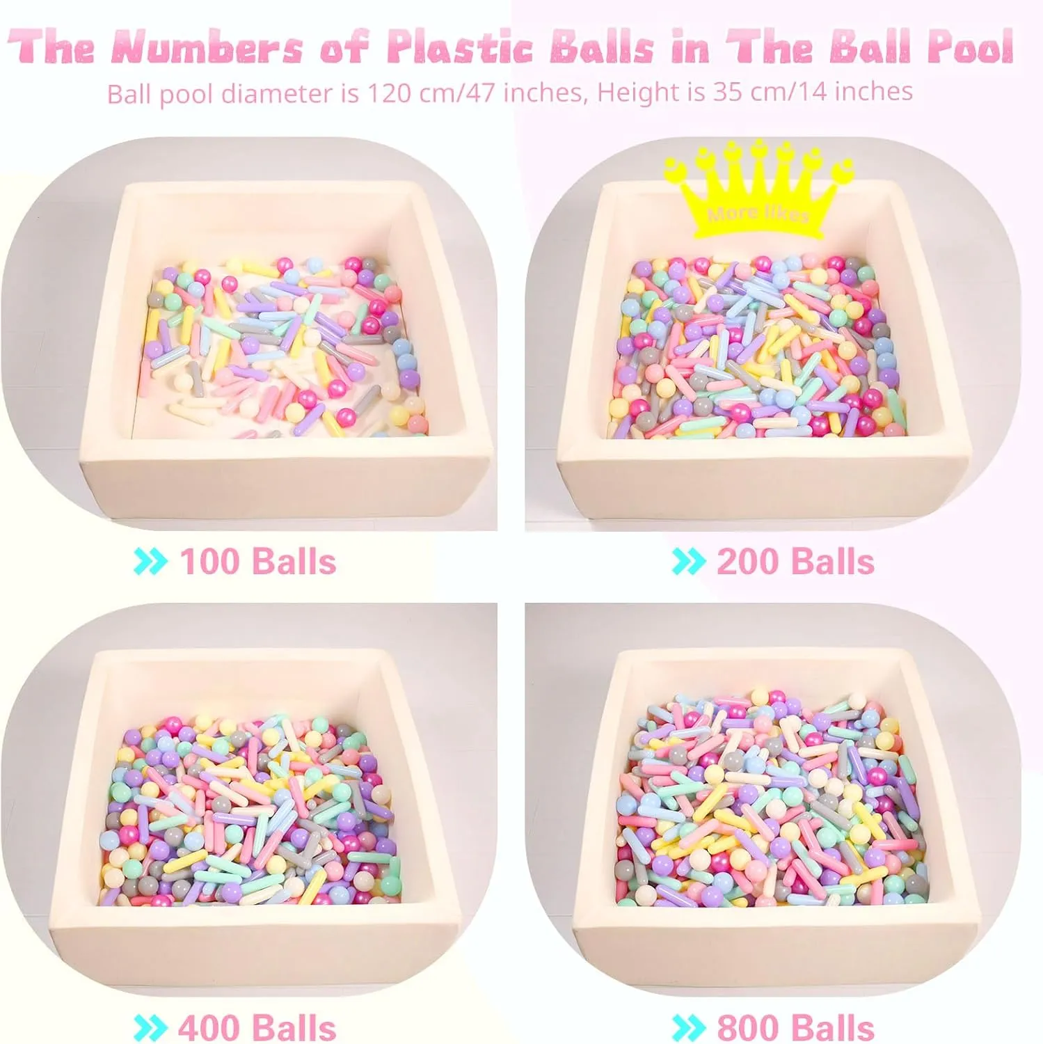 Ball Pit Balls and Strips for Ball Pits, 50 200 500pcs Cute Plastic Star Toy Balls for Kids, Baby Toddler 1-3 Birthday, Bounce House, Play Tent, Baby Pool Water Toys, Party