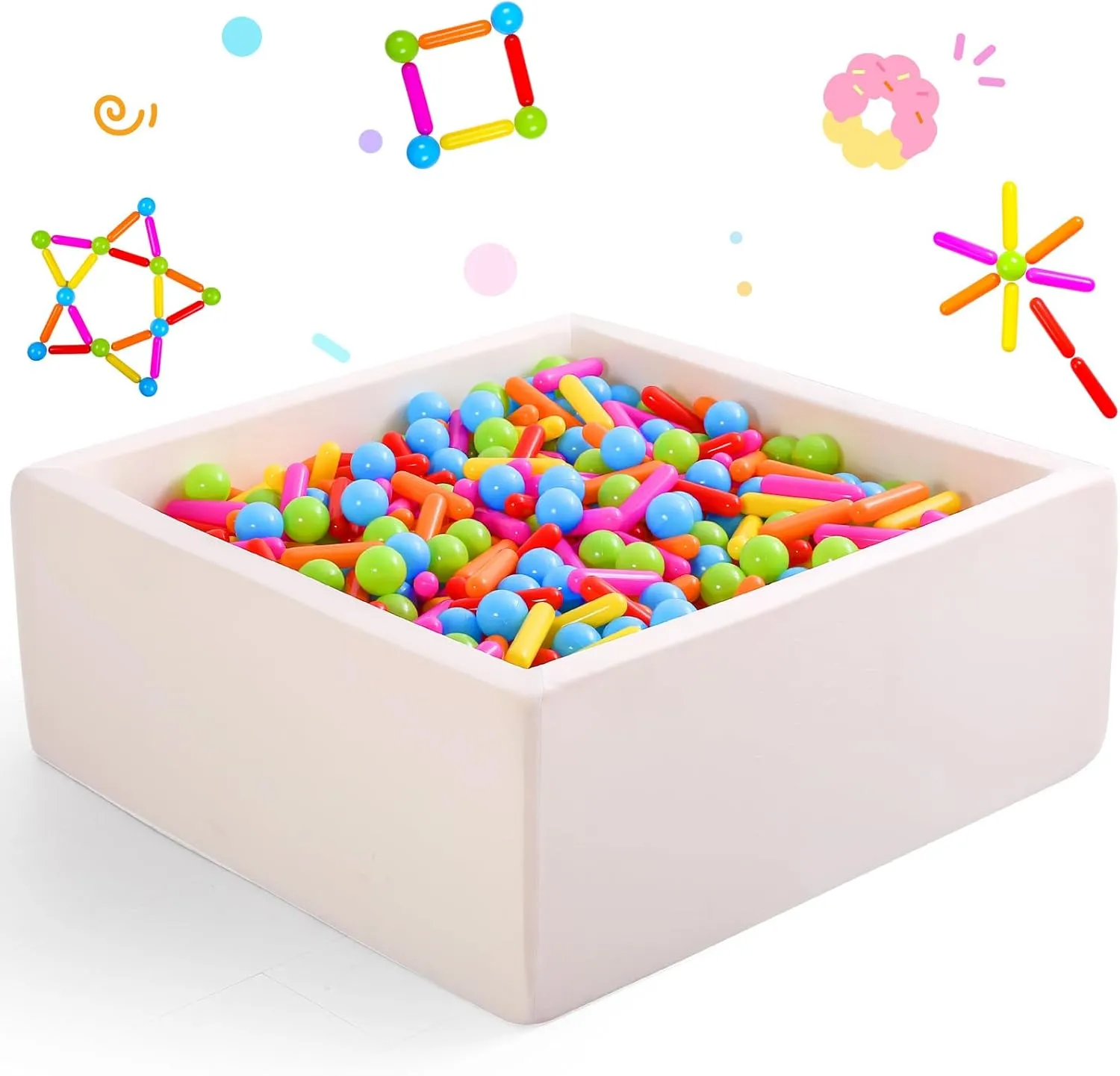 Ball Pit Balls and Strips for Ball Pits, 50 200 500pcs Cute Plastic Star Toy Balls for Kids, Baby Toddler 1-3 Birthday, Bounce House, Play Tent, Baby Pool Water Toys, Party