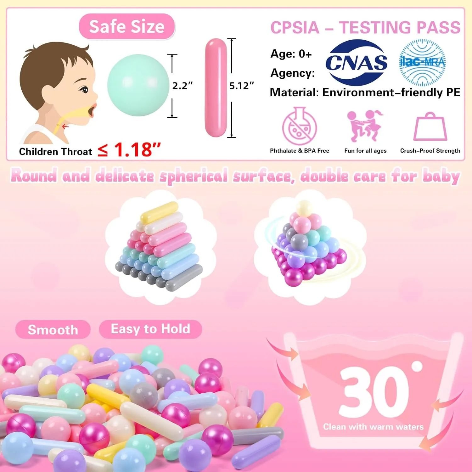 Ball Pit Balls and Strips for Ball Pits, 50 200 500pcs Cute Plastic Star Toy Balls for Kids, Baby Toddler 1-3 Birthday, Bounce House, Play Tent, Baby Pool Water Toys, Party