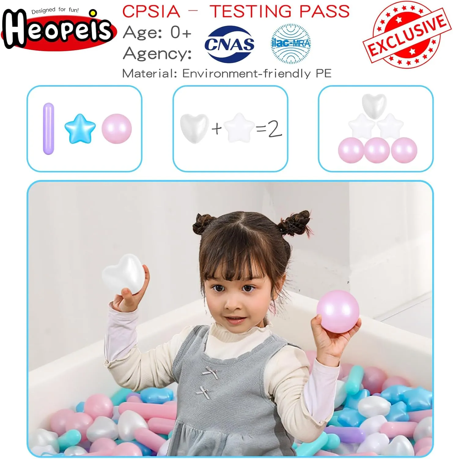 Ball Pit Balls for Toddler, 150 200 500 1000 Baby Plastic Balls with Different Shapes Non-BPA Non-Phthalate Non-Toxic for Playhouse, Baby Pool, Playball Fun Centers, for Babies, Kids, Toddlers