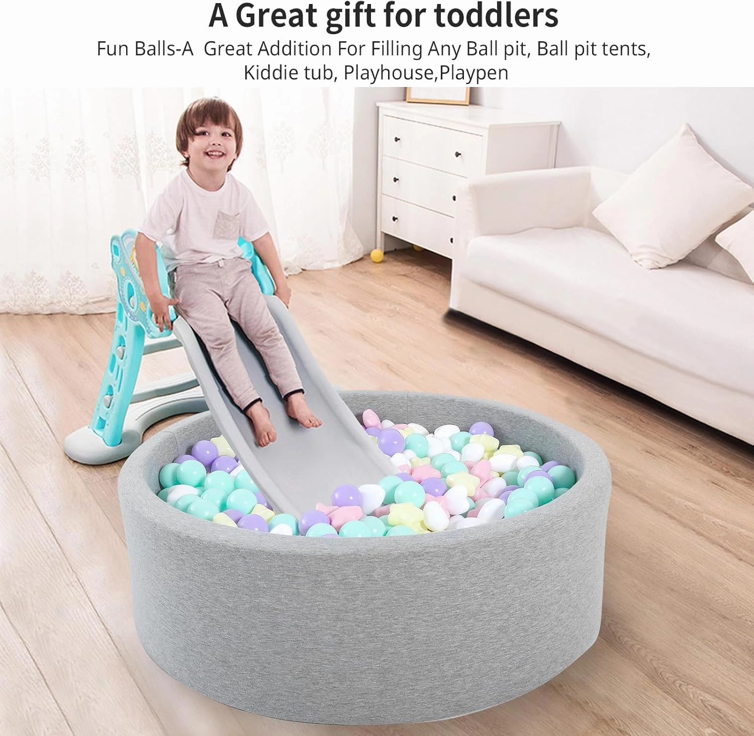 Ball Pit Balls 100 200 500 1000 Plastic Balls for Toddlers Phthalate Free BPA Free Crush Proof Balls in Reusable Play Toys for Kids with Storage Bag Indoor Outdoor