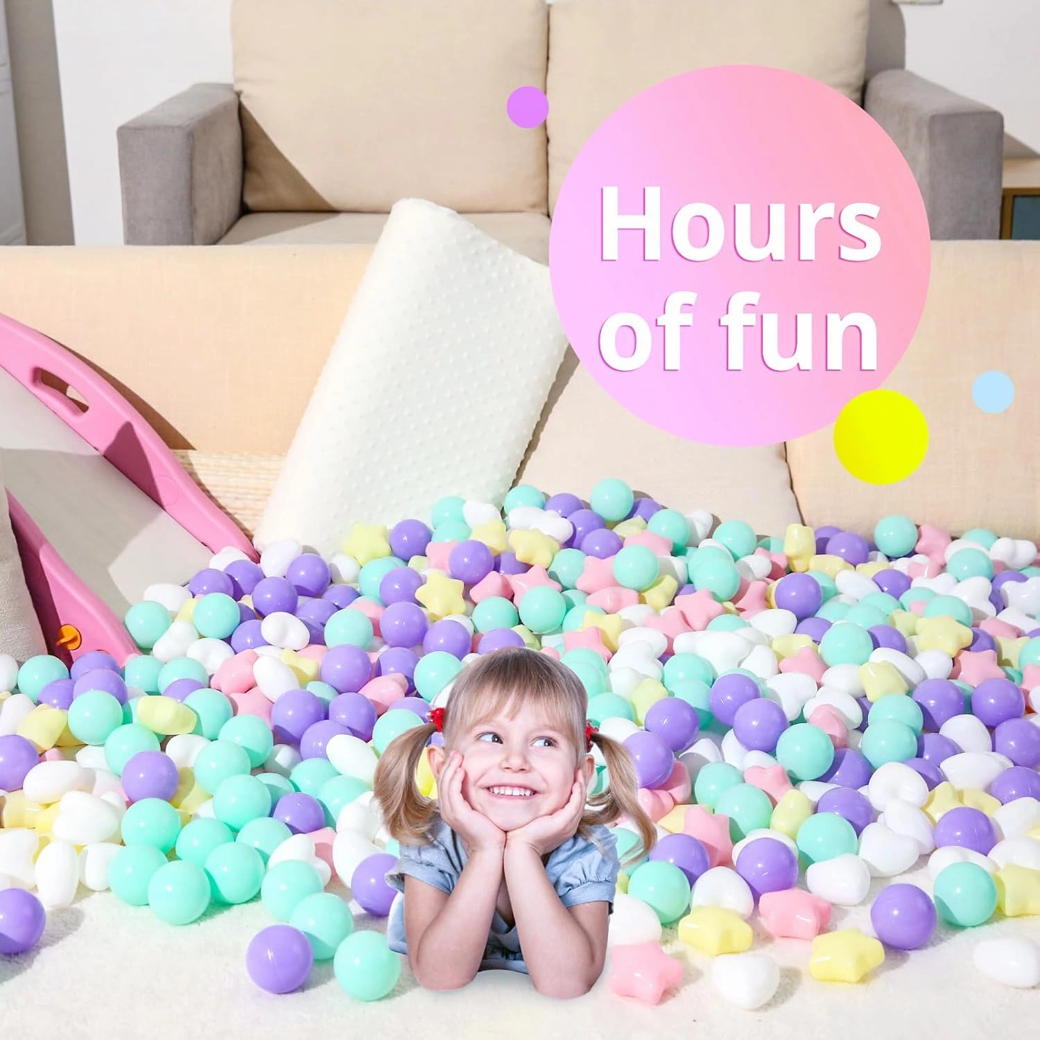 Ball Pit Balls 100 200 500 1000 Plastic Balls for Toddlers Phthalate Free BPA Free Crush Proof Balls in Reusable Play Toys for Kids with Storage Bag Indoor Outdoor