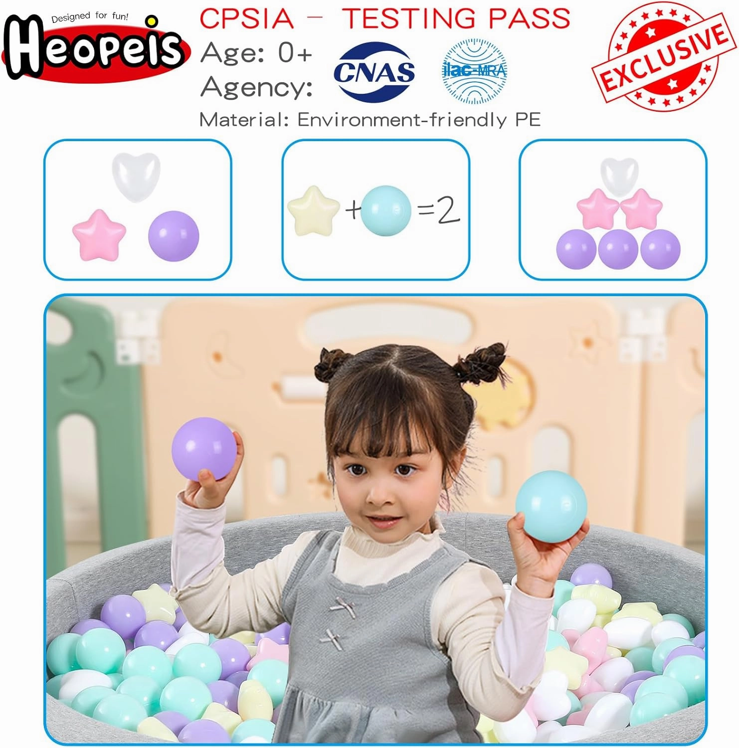 Ball Pit Balls 100 200 500 1000 Plastic Balls for Toddlers Phthalate Free BPA Free Crush Proof Balls in Reusable Play Toys for Kids with Storage Bag Indoor Outdoor