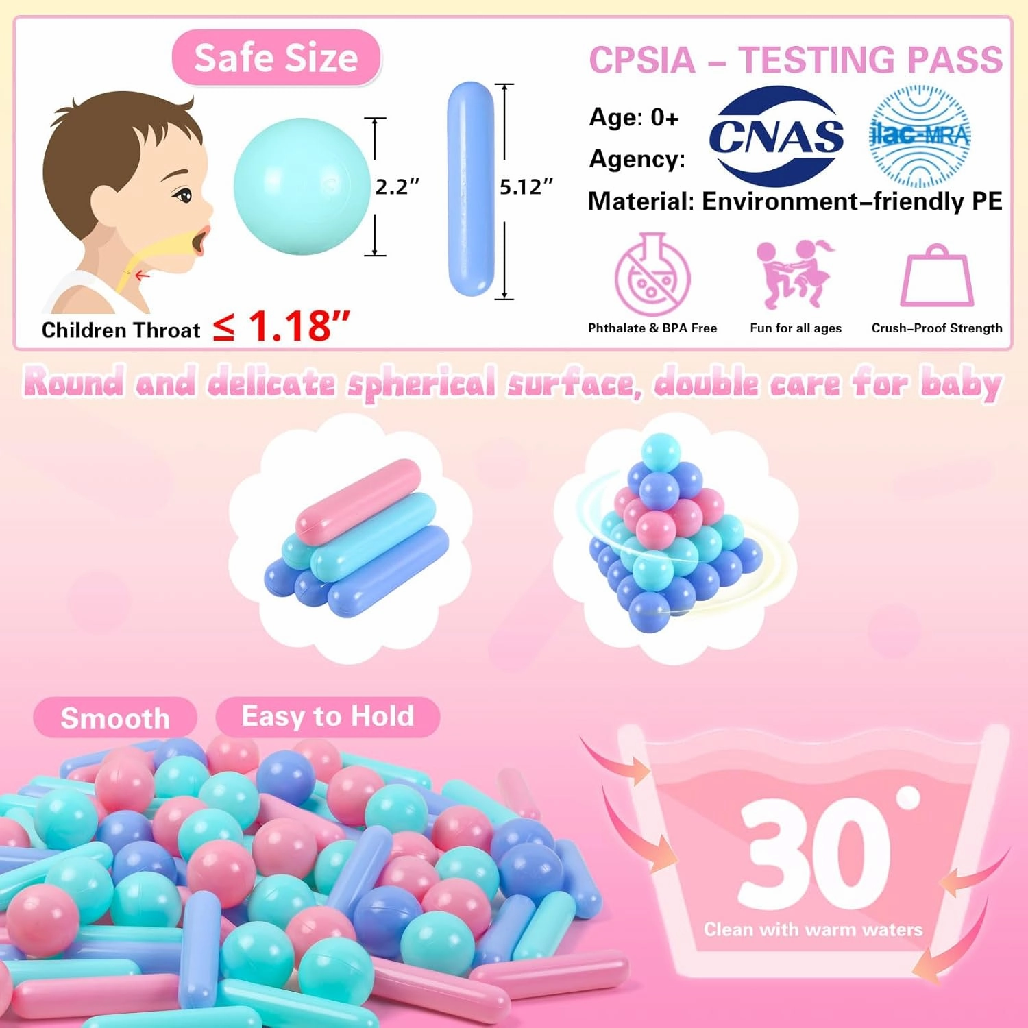 Ball Pit Balls and Strips for Ball Pits, 50 200 500pcs Cute Plastic Star Toy Balls for Kids, Baby Toddler 1-3 Birthday, Bounce House, Play Tent, Baby Pool Water Toys, Party