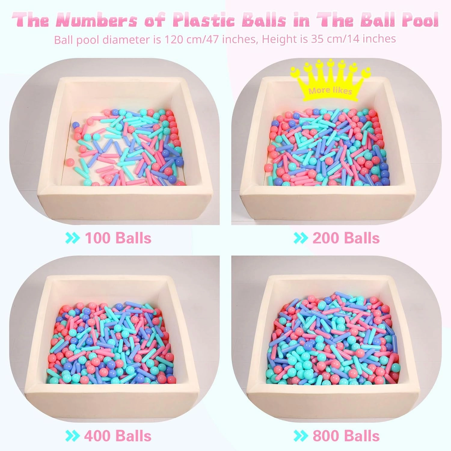 Ball Pit Balls and Strips for Ball Pits, 50 200 500pcs Cute Plastic Star Toy Balls for Kids, Baby Toddler 1-3 Birthday, Bounce House, Play Tent, Baby Pool Water Toys, Party