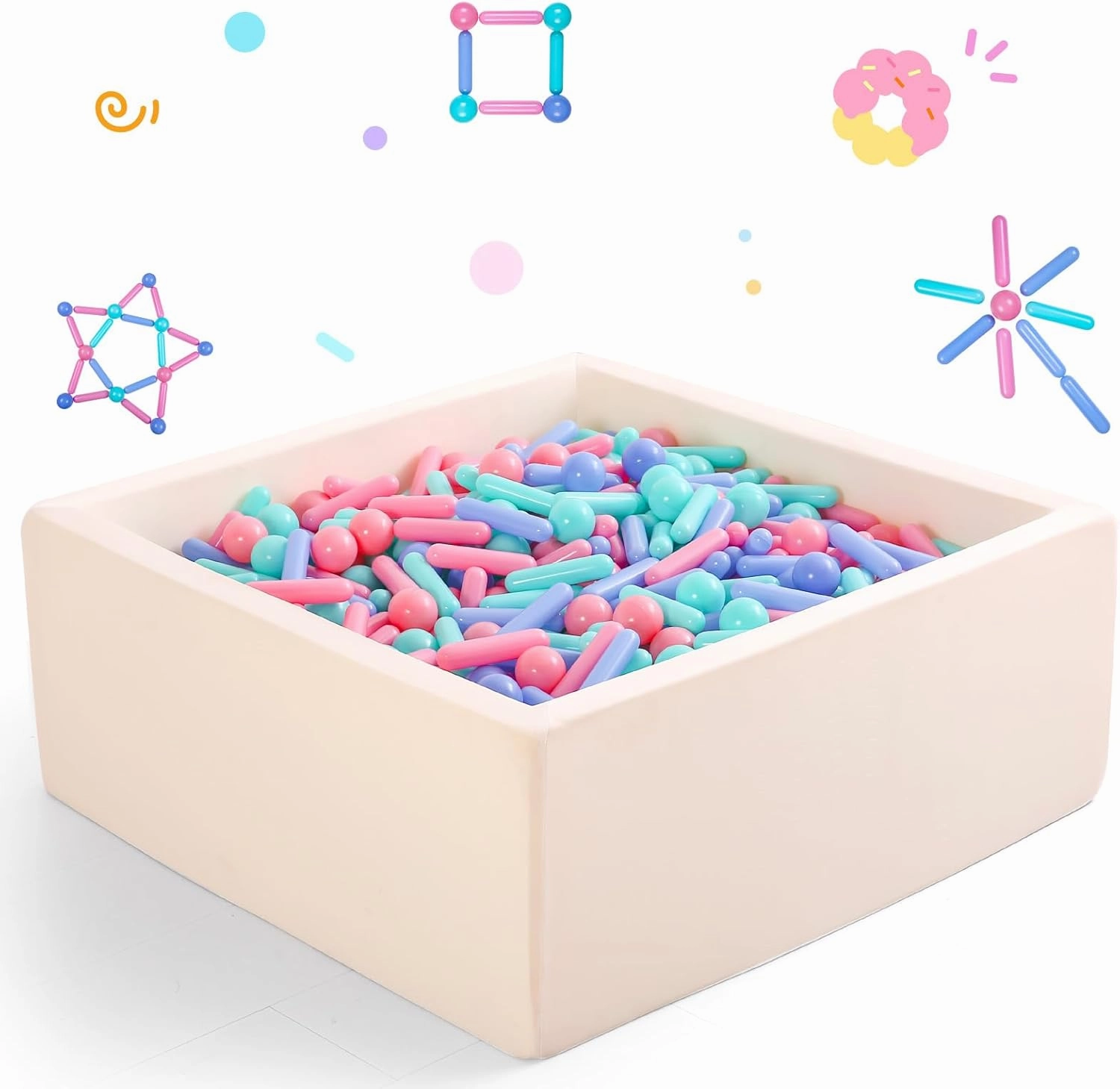 Ball Pit Balls and Strips for Ball Pits, 50 200 500pcs Cute Plastic Star Toy Balls for Kids, Baby Toddler 1-3 Birthday, Bounce House, Play Tent, Baby Pool Water Toys, Party
