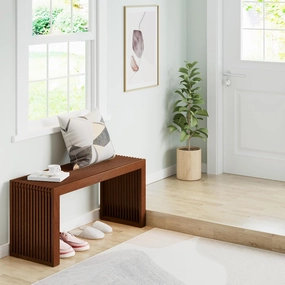 Bamboo Small Dining Bench,Farmhouse Bench for Kitchen & Living & Dining Room Furniture Natural (Brown, Long)