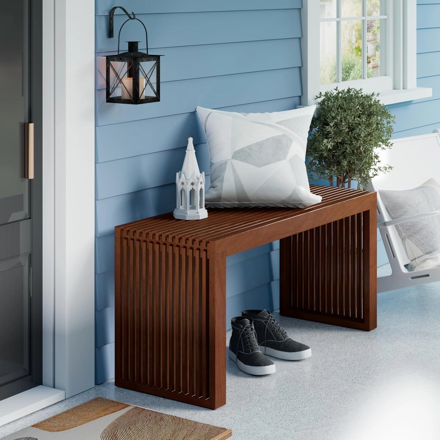 Bamboo Small Dining Bench,Farmhouse Bench for Kitchen & Living & Dining Room Furniture Natural (Brown, Long)