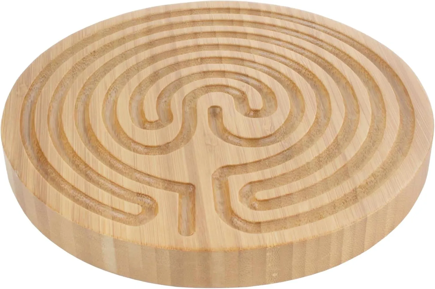 BambooMN Cretan Style 7 Circuit Bamboo Finger Labyrinth – 6” Carbonized Brown – 1 Unit