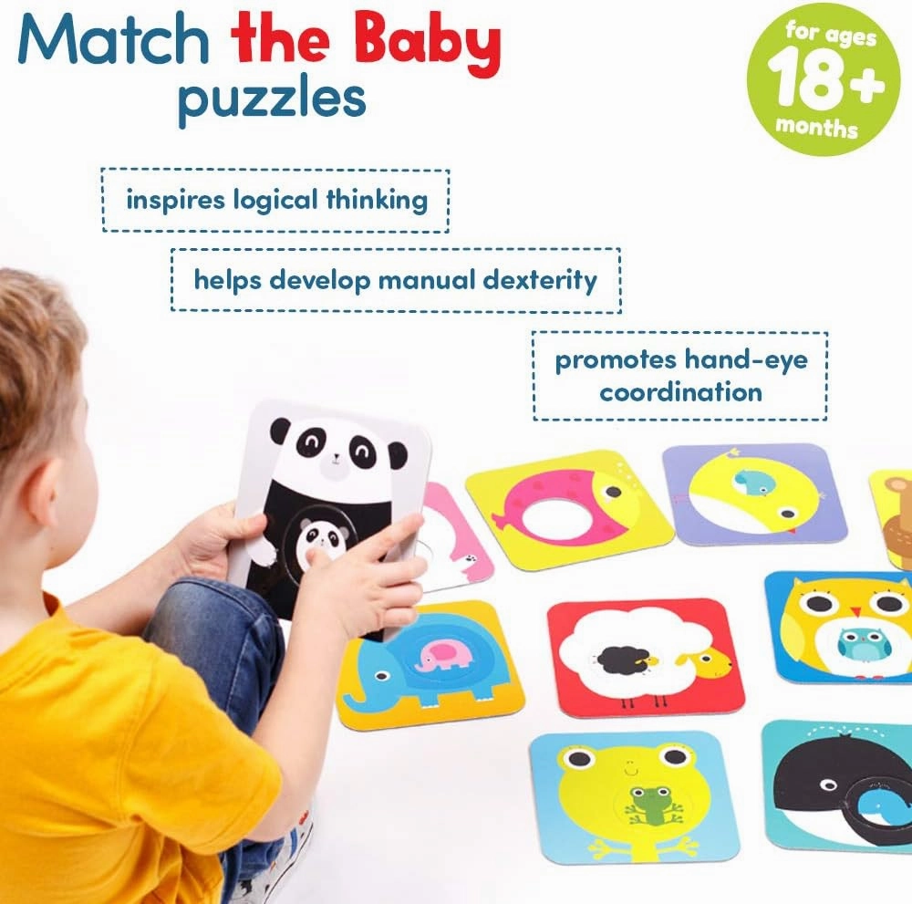 Banana Panda Match The Baby Toddler Puzzles and Matching Activity - Set includes 12 Large 2-Piece Beginner Puzzles with Round Elements to Mix and Match - for kids ages 18 months and up