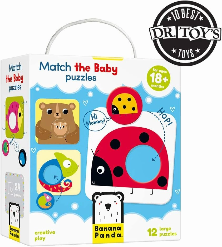 Banana Panda Match The Baby Toddler Puzzles and Matching Activity - Set includes 12 Large 2-Piece Beginner Puzzles with Round Elements to Mix and Match - for kids ages 18 months and up