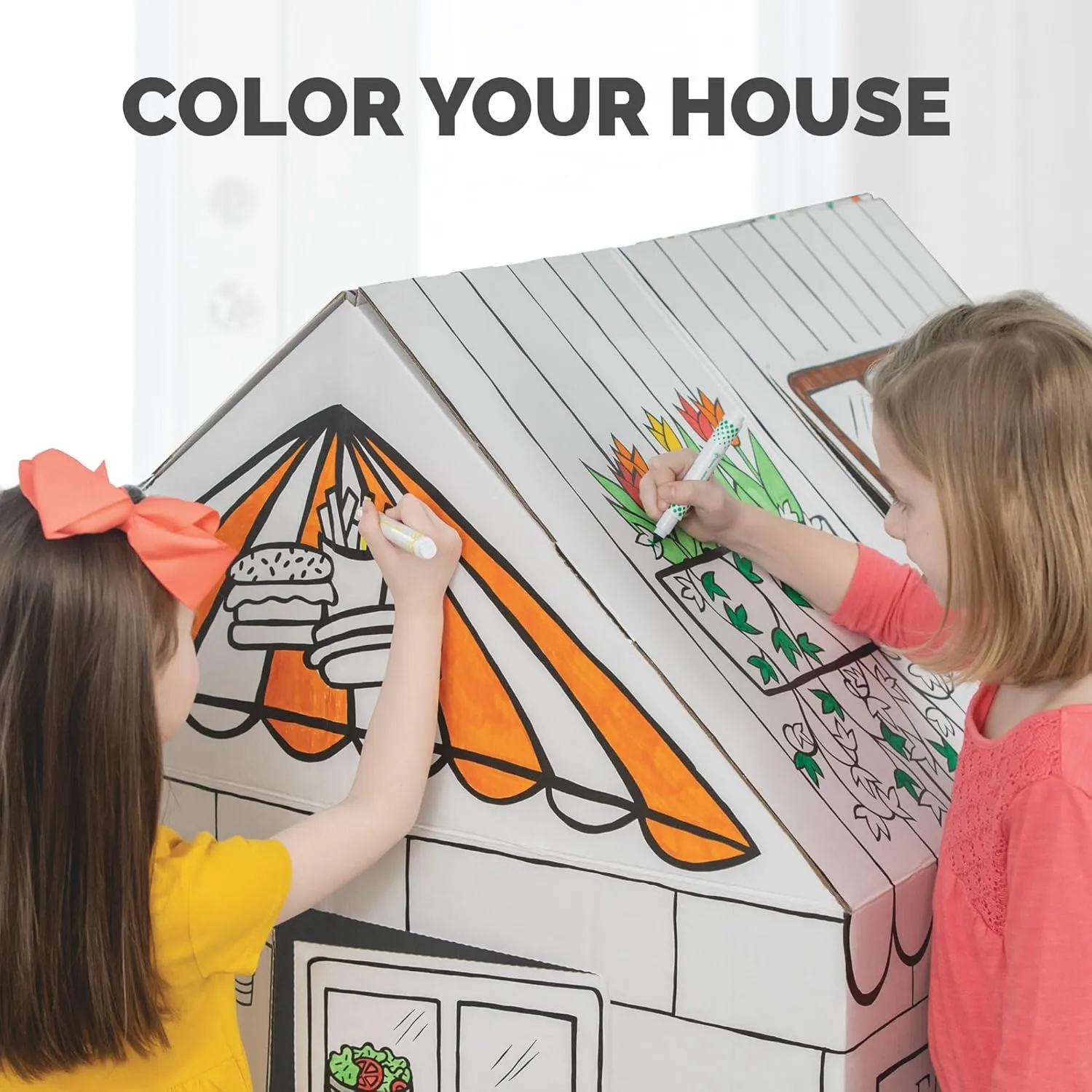 Bankers Box at Play Color in Treats N' Eats Playhouse, Cardboard Playhouse and Life Size Craft Activity for Kids and Families