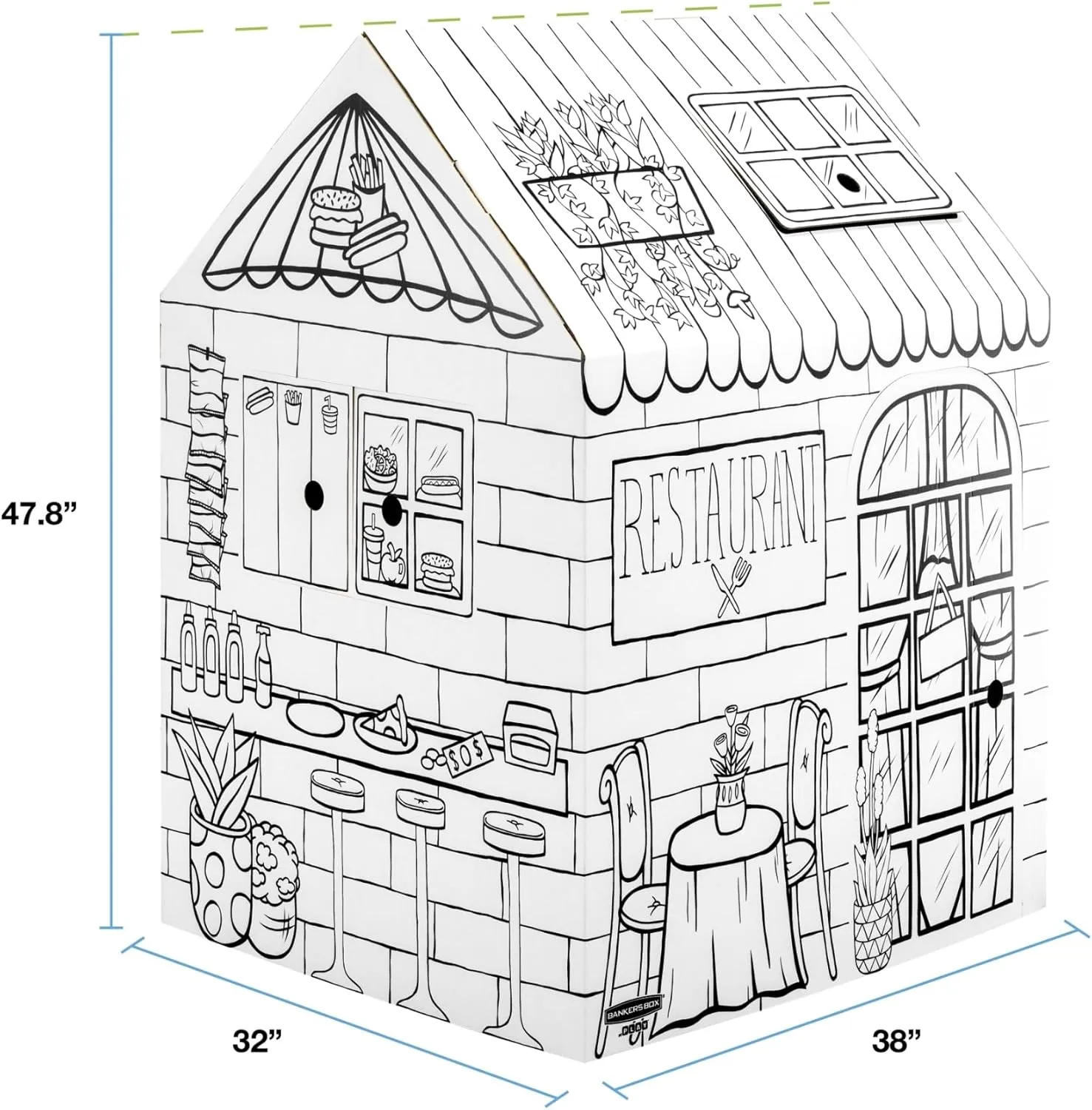 Bankers Box at Play Color in Treats N' Eats Playhouse, Cardboard Playhouse and Life Size Craft Activity for Kids and Families