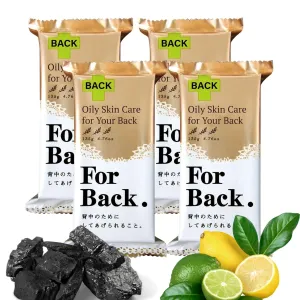 Bar Soap for Rough Skin & Pore Care, Exfoliating Body Scrub, Soap Bar for Women & Man by Charcoal, Bentonite Clay, Kaolin & Papaya Enzyme for Back & Body Skincare from Japan 4EA, 4.76 Oz
