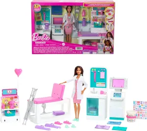 Barbie Careers Playset, Fast Cast Clinic with Brunette Doctor Fashion Doll, Furniture & 30  Accessories Including Molds & Dough for Bandages