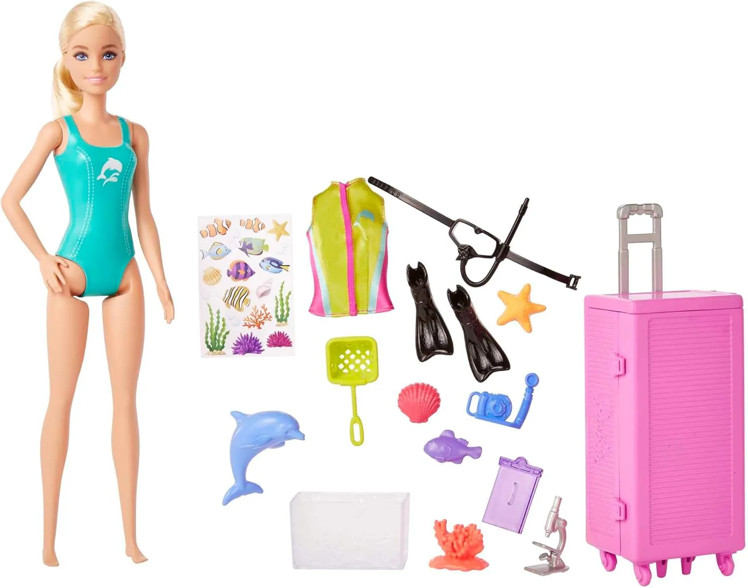 Barbie Careers Playset, Mobile Lab Set with Blonde Marine Biologist Fashion Doll & 10  Accessories, Case Opens for Storage & Travel