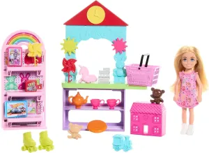 Barbie Chelsea You Can Be Toy Shop, Blonde Doll Professions with Playset,  20 Accessories,  3 Years (Mattel HNY59)