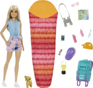 Barbie Doll & Accessories, It Takes Two Malibu Camping Playset with Doll, Pet Puppy & 10  Accessories Including Sleeping Bag