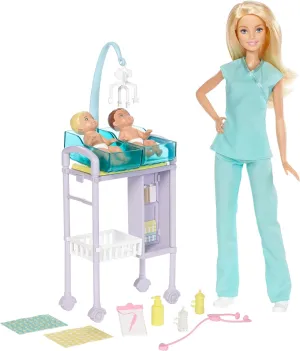 Barbie Doll Baby Doctor Play Set with Two Patients